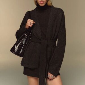 LAST CHANCE ✨ BRAND NEW Reformation Meg Wrap Sweater Coat in Espresso